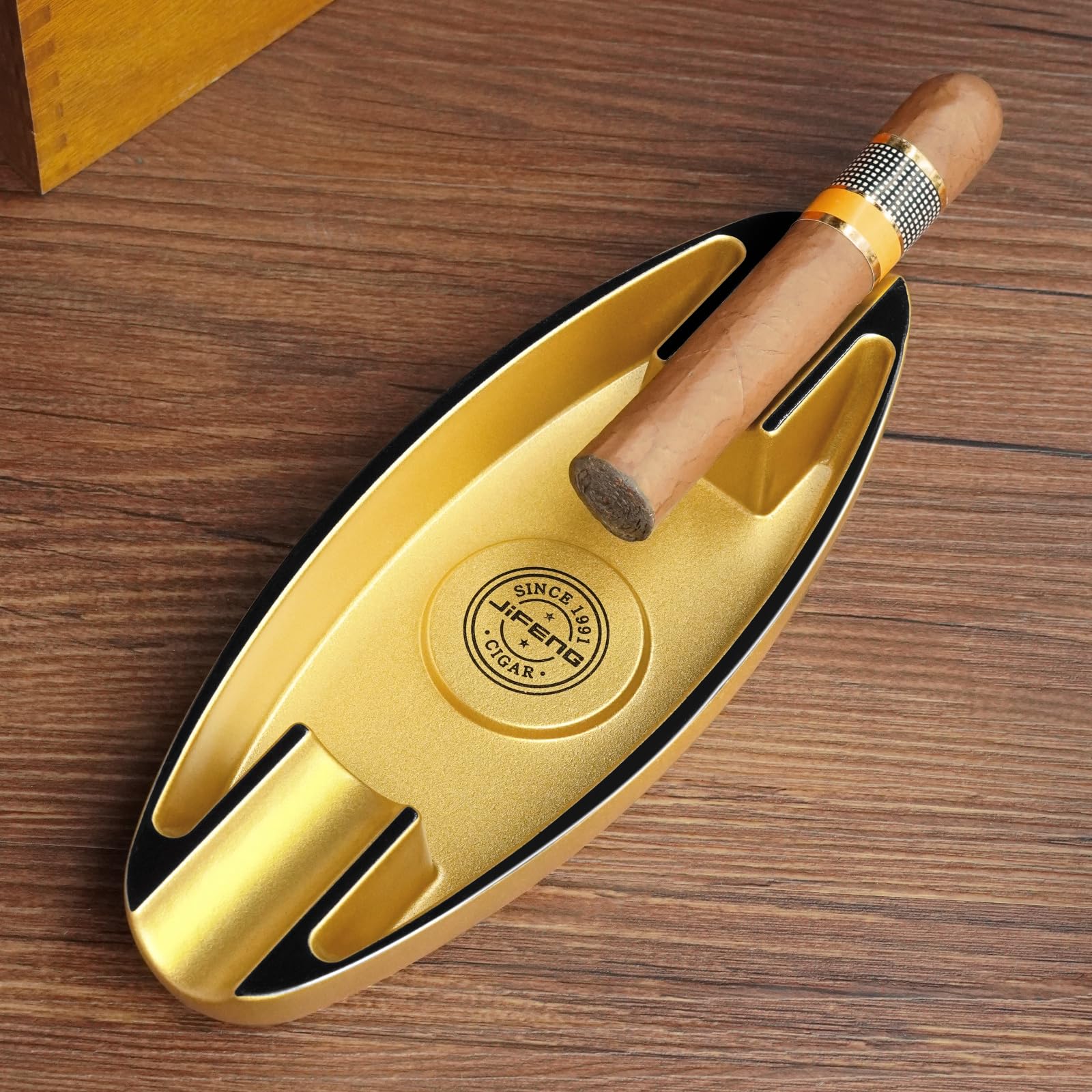 Cigar Ashtray for Men, 2 Holder Portable Travel Ashtray Unique Large Basin for Outdoor Patio Indoor Home and Office Use