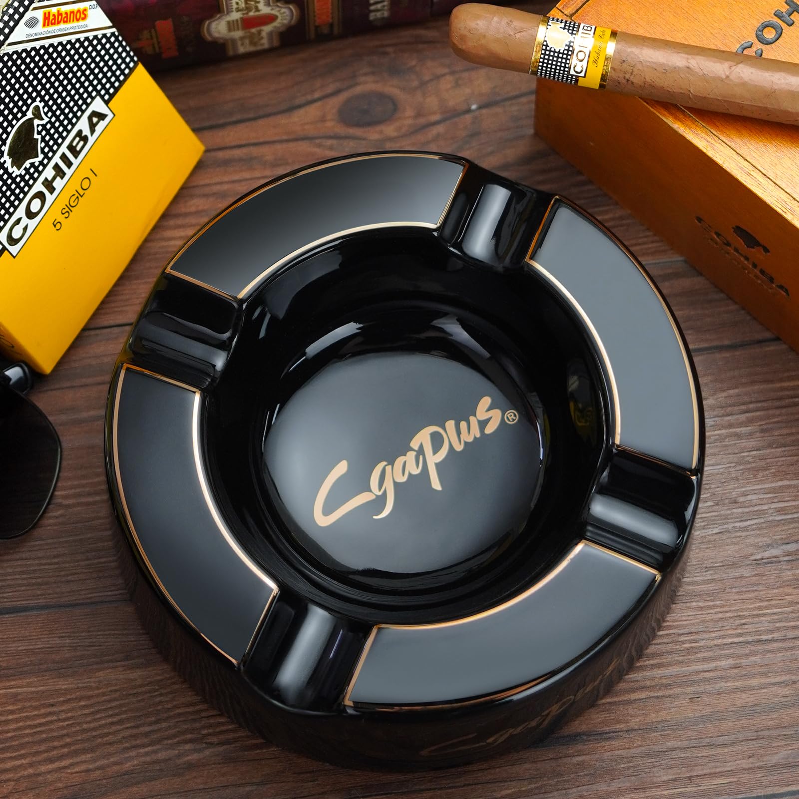 Cigar Ashtray Big Ashtrays for 8" Round Cigarettes Large Rest Cigars Ashtray for Patio